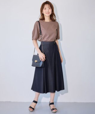 ANY SIS L 【洗える】チノライクタック スカート シャンブレーブルー