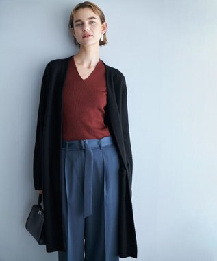 ICB L ミルドウール ロングカーディガン ブラック系