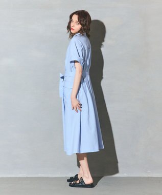 GRACE CONTINENTAL リネンタッチミリタリードレス サックス