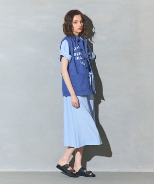 GRACE CONTINENTAL リネンタッチミリタリードレス サックス