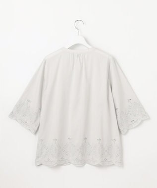 J.PRESS LADIES 【洗える】セルロースライト刺繍 ピンタック ブラウス ライトグレー系