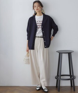 組曲 S 【加藤ローサさん着用】プリントロング Tシャツ ロゴホワイト系