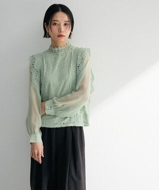 Green Parks ・Ｐｅｔｉｔ　Ｆｌｅｕｒ　イロイロレースブラウス Green