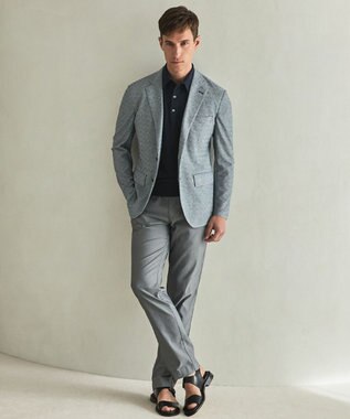 GOTAIRIKU ３年連続売上NO1【吸水速乾/洗える/ストレッチ】ノルマンディーリネン カーディガンジャケット(25/26年モデル) サックスブルー×ヘリンボーン柄(26年新色)