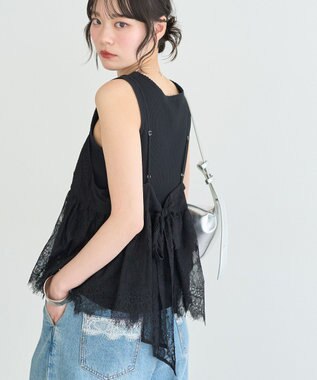 earth music&ecology フリンジレースバックリボンキャミ