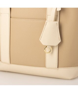 UNBILLION 【テレビ ドラマ着用アイテム】cachecache ショルダー付きパーテーション合成皮革トート ベージュミックス