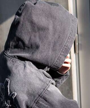 WEGO ヴィンテージウォッシュショートフードブルゾン ブラック