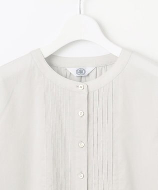 J.PRESS LADIES 【洗える】セルロースライト刺繍 ピンタック ブラウス ライトグレー系