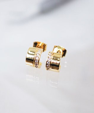 Tiaclasse 【金属アレルギー対応】ラインフープピアス ゴールドピアス