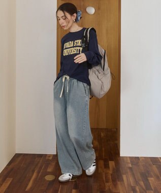 WEGO 【ANGIE VINTAGE】デニムイージーパンツ サックス