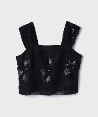 GRACE CONTINENTAL チュール刺繍トップ ブラック