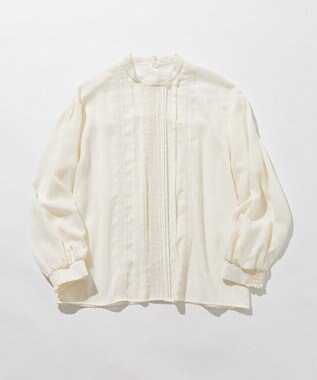 組曲 L 【洗える】シフォンツイルレース ブラウス アイボリー系