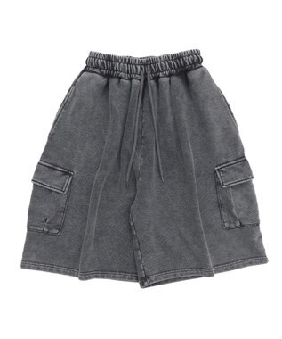 WEGO 【ウエストゴム】スウェットカーゴハーフパンツ スミクロ
