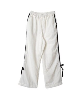 WEGO 【ウエストゴム】ラインリボンデザインナイロンバンツ ホワイト