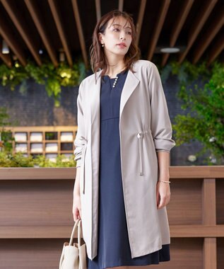 Tiaclasse 【洗える】タックヨーク着流しパフスリ－ブコート グレージュ