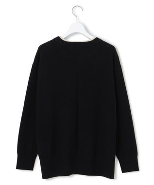 ICB 【新色追加】ソフトカシミヤミックス クルーネックニット ブラック［トープ配色］
