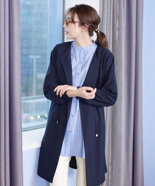 Tiaclasse 【洗える】タックヨーク着流しパフスリ－ブコート ネイビー