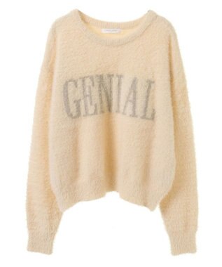 Green Parks シャギーロゴニットプルオーバー Ecru