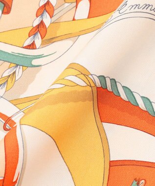 23区 manipuri コラージュブルーム/ダングルベルト ダイヤ シルク スカーフ オレンジ系