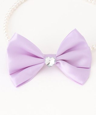 ANY KIDS サテンリボン×パール キッズカチューシャ ラベンダー