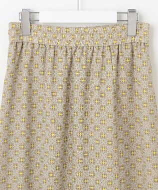 自由区 【洗える・XSサイズあり】アラベスクプリント スカート オリーブイエロー