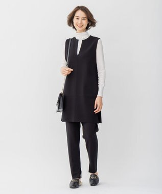 自由区 【XSサイズ～/洗える】ベアテレコ ボトルネック カットソー ライトグレー系