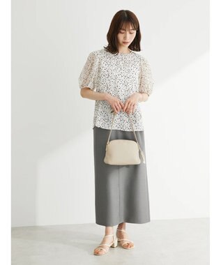 Green Parks 異素材ドットブラウス Light Beige