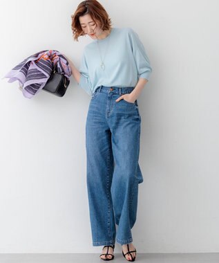 23区 S 【先行予約/見上愛さん着用】キュプラコットン プルオーバー ニット スカイブルー系