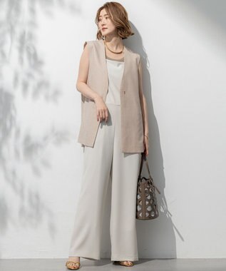 23区 L 【洗える】トリアセスラブストレッチ ジレ ベージュ系