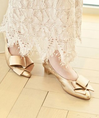 nouvelleRobe Oū 【本革・高反発】Big Ribon ポインテッドトゥ ヒールパンプス ブロンズ