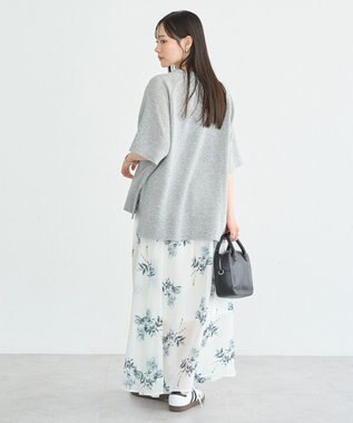 earth music&ecology フラワーシアープリントスカート Off White