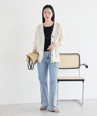 earth music&ecology シアーＶネックカーディガン Off White