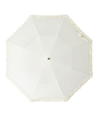 MOONBAT ランバン オン ブルー 晴雨兼用日傘 折りたたみ傘 ドビー×フリル 遮光 遮熱 UV オフホワイト