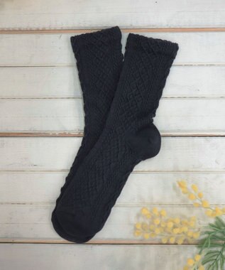 Tiaclasse ケーブル柄編みソックス ブラック