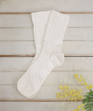 Tiaclasse ケーブル柄編みソックス オフホワイト