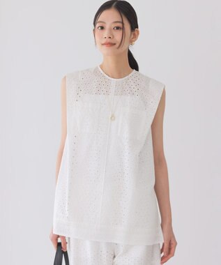 組曲 S 【先行予約・WEB限定】エンブロイダリーレースノースリーブ ブラウス