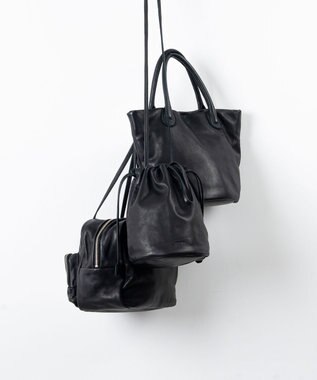 FOLNA RD ソフトレザーフロントポケットボストンバッグ ブラック