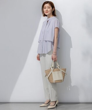 23区 L 【撥水加工/洗える】シアーナイロンツイル レイヤード ブラウス ラベンダー系