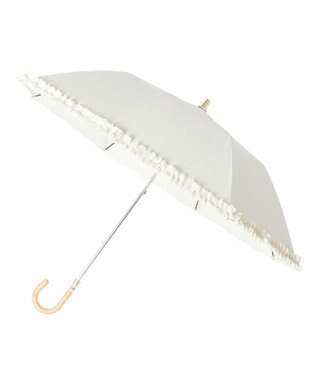 MOONBAT ランバン オン ブルー 晴雨兼用日傘 折りたたみ傘 ドビー×フリル 遮光 遮熱 UV オフホワイト