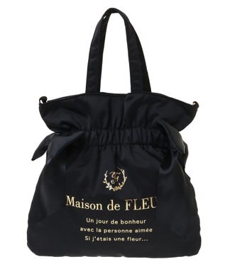 Maison de FLEUR ダブルリボン2Wayトートバッグ Black