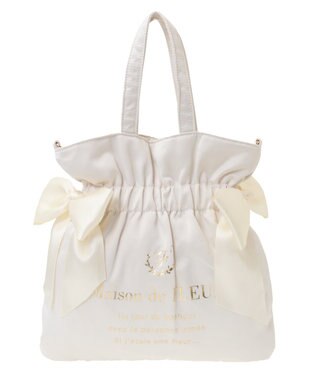 Maison de FLEUR ダブルリボン2Wayトートバッグ Ivory