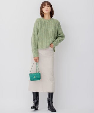 23区 L ウールバルキーカラーミックス ニット グリーン系