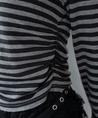 WEGO ヘンリーネックフードロンT グレーボーダー