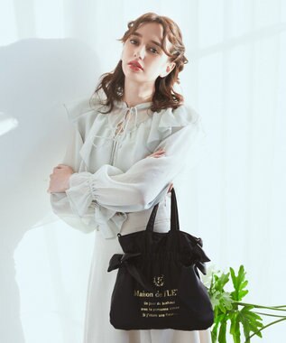 Maison de FLEUR ダブルリボン2Wayトートバッグ Black