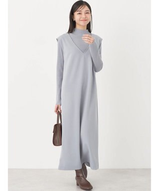 earth music&ecology ＳＥＴ２点Ｖネックジャンスカ＋ハイネックニット