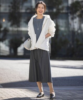 J.PRESS LADIES L 【洗える・撥水】マイクロタフタ フーデッド ショート コート アイボリー系