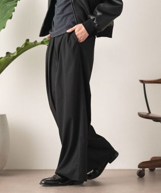 WEGO 【セットアップ対応】2タックバギースラックス ブラックストライプ