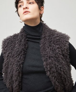 BEIGE， PUY / フェイクファーベスト C Gray