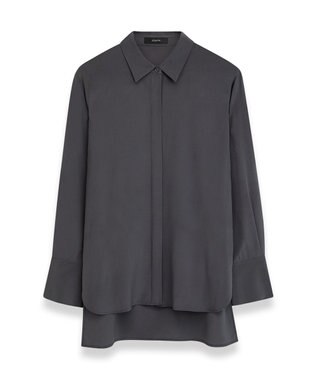 JOSEPH クレープ  ド  ソワ　レギュラーカラーシャツ Slate