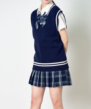 WEGO 【SCHOOLITEM】ラインスクールニットベスト ネイビー